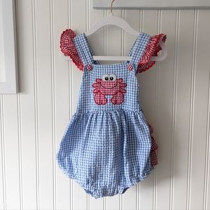 Lil Cactus Smocked Ruffle Butt Plaid Crab Romper 18 - 24 months Boutique